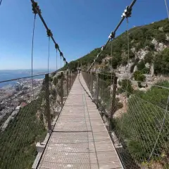 Puente colgante con vistas a la bahía y la ciudad. Una experiencia única para visiter Gibraltar à pied.
