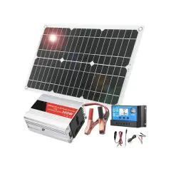 Panel solar, inversor de 300W y controlador de carga. ¿Qué regulador necesito para 300w? Este kit es ideal.