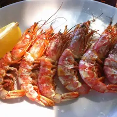 Gambas a la plancha con limón, perfectas para comer en Oriñón.
