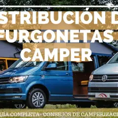 Tres furgonetas camper, una amarilla con techo elevable, una azul y una plateada, listas para la aventura. Guía completa de camperización.