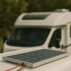 Placa solar instalada en autocaravana, lista para generar energía limpia en tus viajes.