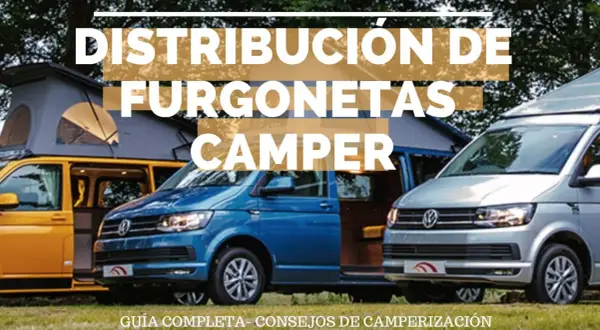 Tres furgonetas camper, una amarilla con techo elevable, una azul y una plateada, listas para la aventura. Guía completa de camperización.